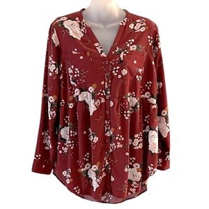 TORRID Long Sleeve Button Down Floral Tunic SZ 00
